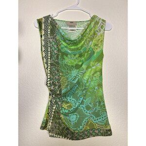 FUZZI Small Jean Paul Gaultier Green Abstract Cinch Assymetrical Tank Top